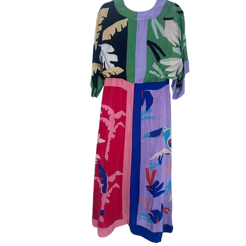 Farm Rio Women's Brasil Bahia Scarves Oversized Maxi Dress Multicolor Size S NWT - Picture 6 of 12